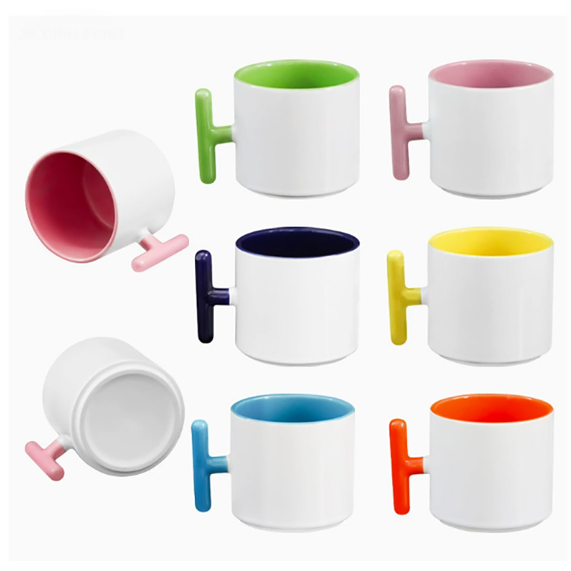 2PCS Creativity T-shaped handl - đánh giá và giá Sublimation Mug White